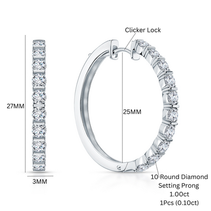14K Solid Gold Princess Cut Diamond Hoop Earrings | Invisible Channel Set Huggie | 12x4mm Dainty Gold Hoops | Gift for Her. Cushionblue