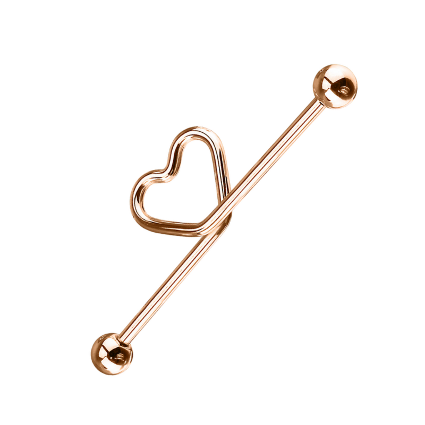 Gold heart shaped industrial piercing, Daith Earrings, industrial barbell cartilage Earring. Cushionblue