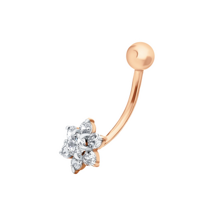 14k Gold Fairy Flower Pure Belly Button Flower Belly Ring. Cushionblue
