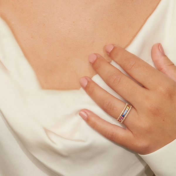 Multi-Color Sapphire And Diamond Ring Cushionblue
