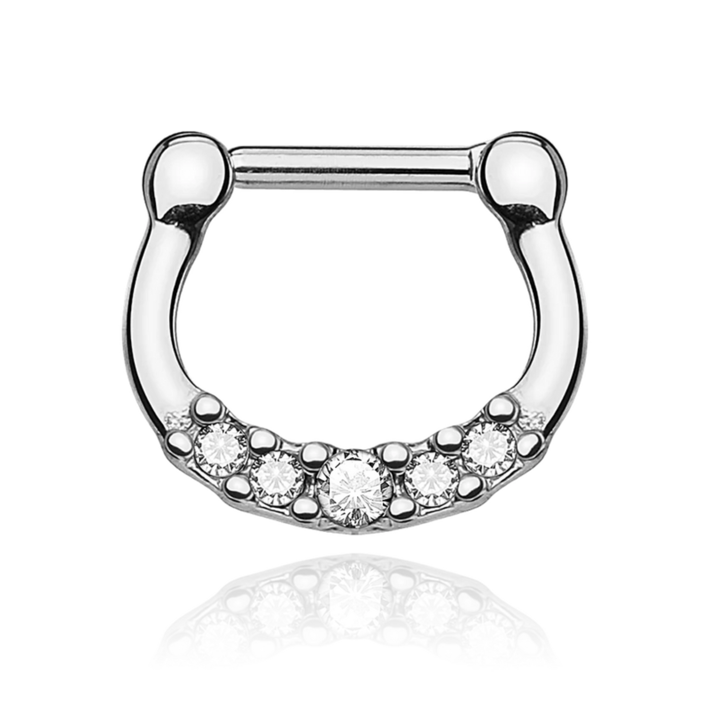 14K Gold Diamond Septum Nose Ring,Nose Hoop, Helix Piercing. Cushionblue