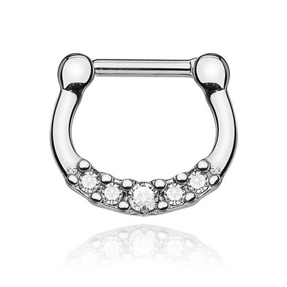 14K Gold Diamond Septum Nose Ring,Nose Hoop, Helix Piercing. Cushionblue
