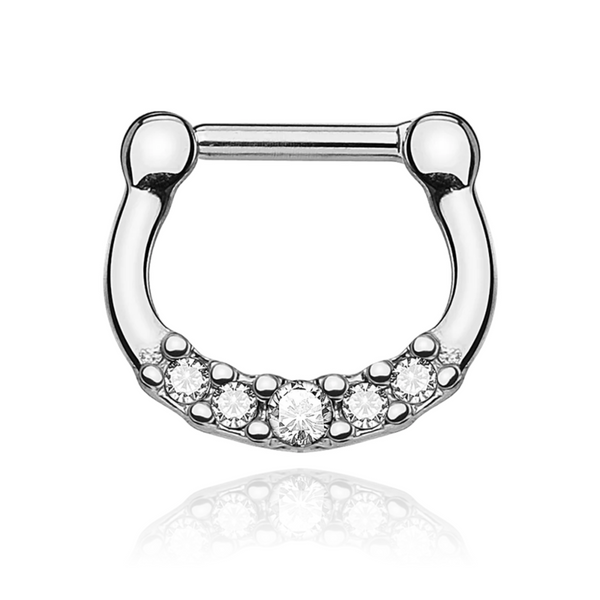 14K Gold Diamond Septum Nose Ring,Nose Hoop, Helix Piercing. Cushionblue