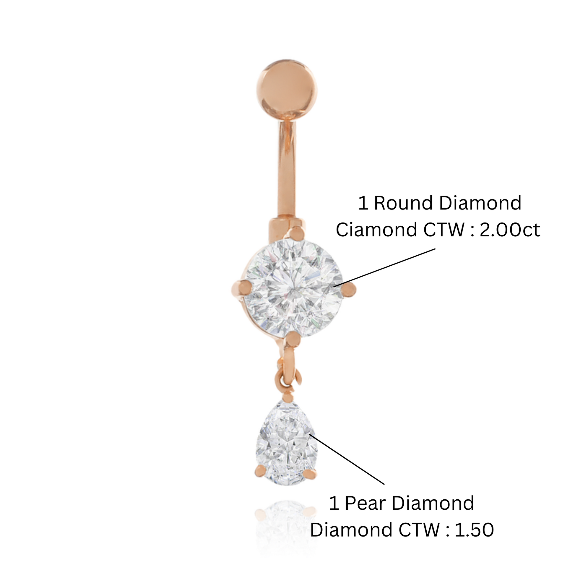 Dangle Pear Shape Diamond Belly Ring Cushionblue