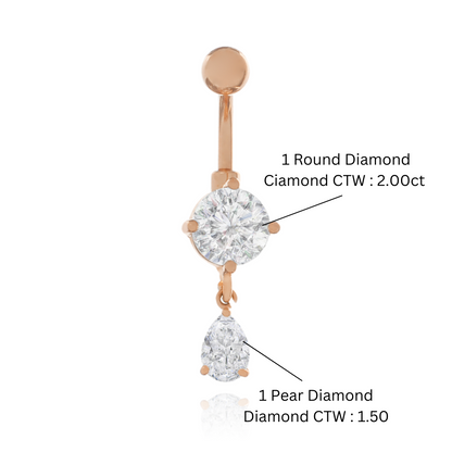Dangle Pear Shape Diamond Belly Ring Cushionblue