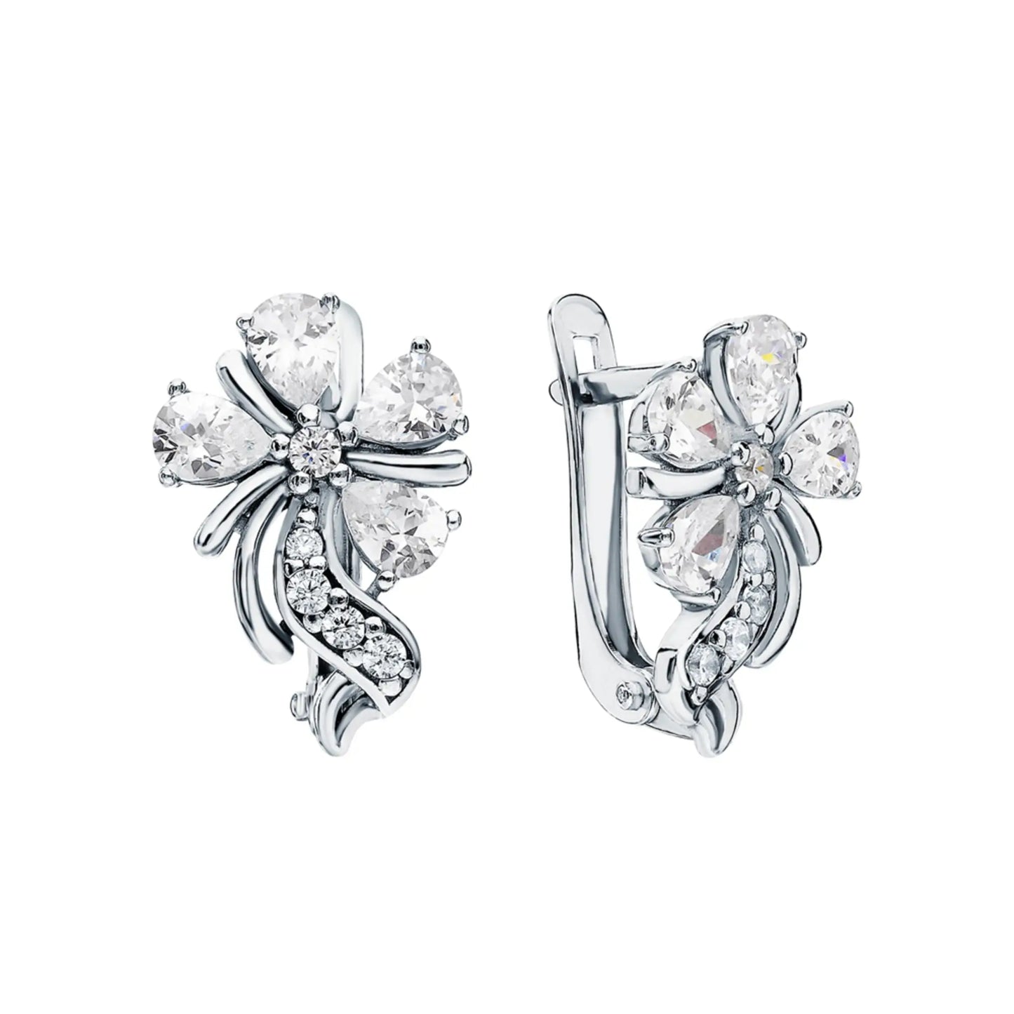 Dainty Flower Huggies Hoop Earrings Cushionblue