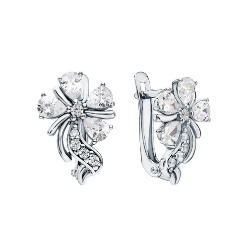 Dainty Flower Huggies Hoop Earrings Cushionblue