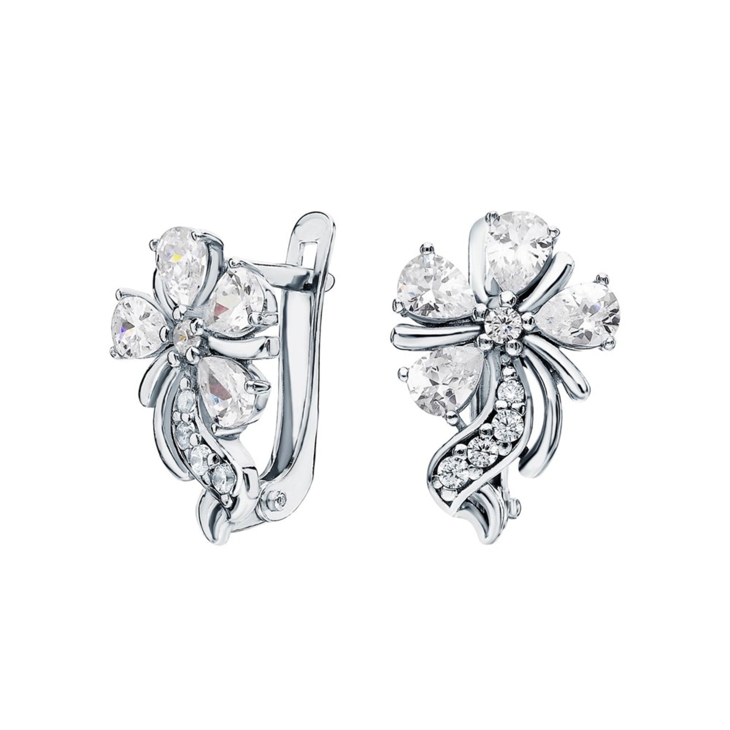 Dainty Flower Huggies Hoop Earrings, 14k Solid Gold Diamond (0.90ct) Flower Hoop, Minimalist Delicate Earring, Bridesmaid Gift For Her. Cushionblue