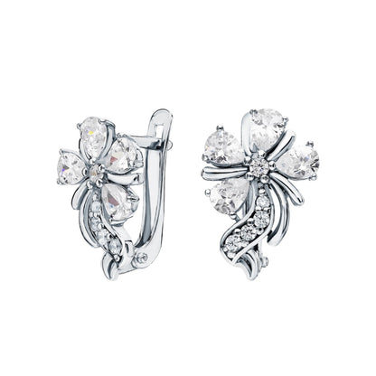 Dainty Flower Huggies Hoop Earrings, 14k Solid Gold Diamond (0.90ct) Flower Hoop, Minimalist Delicate Earring, Bridesmaid Gift For Her. Cushionblue