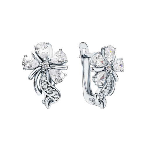 Dainty Flower Huggies Hoop Earrings, 14k Solid Gold Diamond (0.90ct) Flower Hoop, Minimalist Delicate Earring, Bridesmaid Gift For Her. Cushionblue
