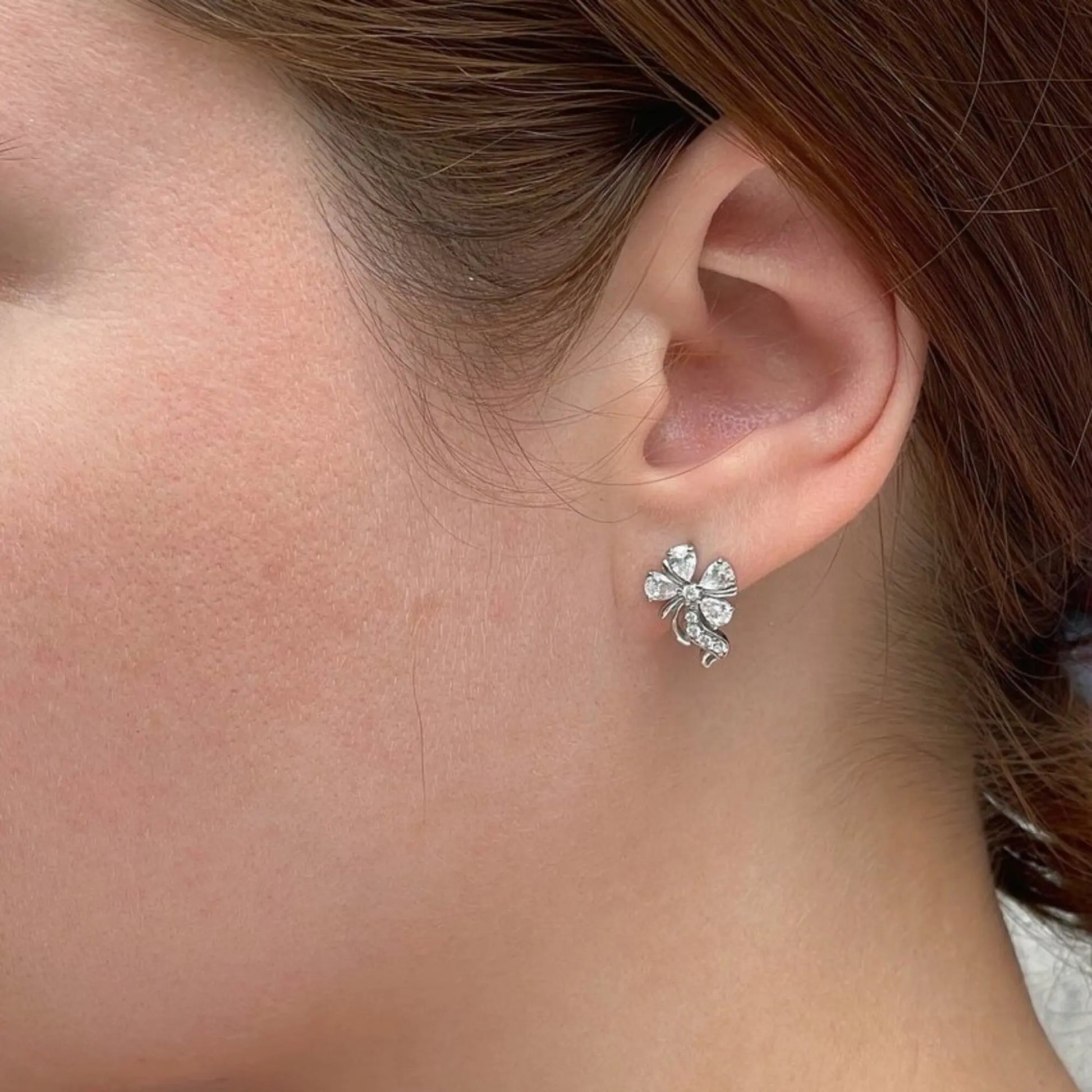 Dainty Flower Huggies Hoop Earrings Cushionblue