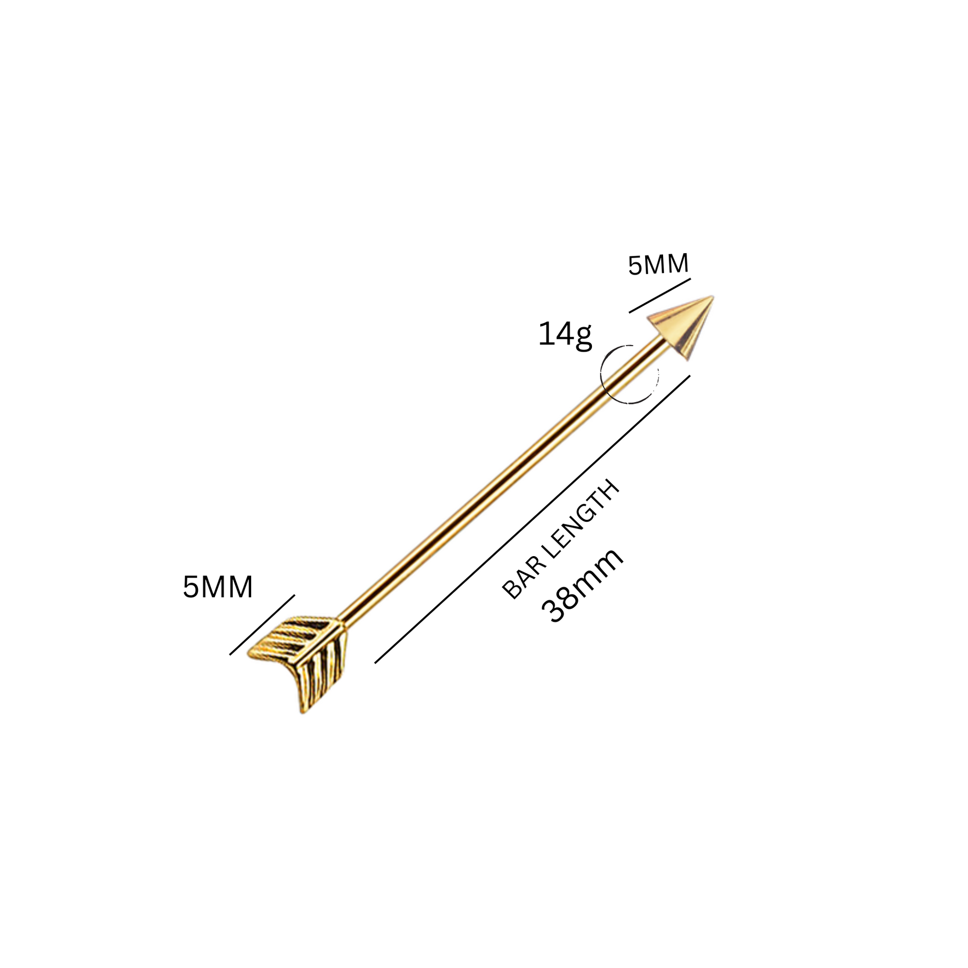 Gold Arrow Industrial Barbell Industrial Scaffold Barbell,14G (38mm). Cushionblue