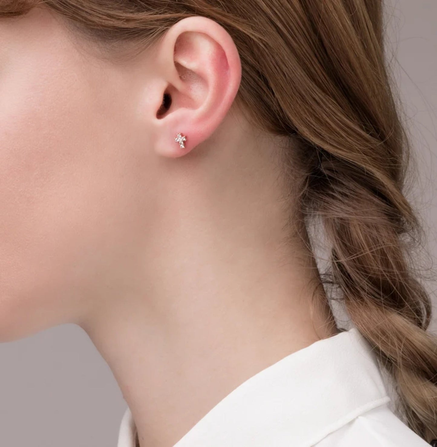 Cross Diamond Stud Earring Cushionblue