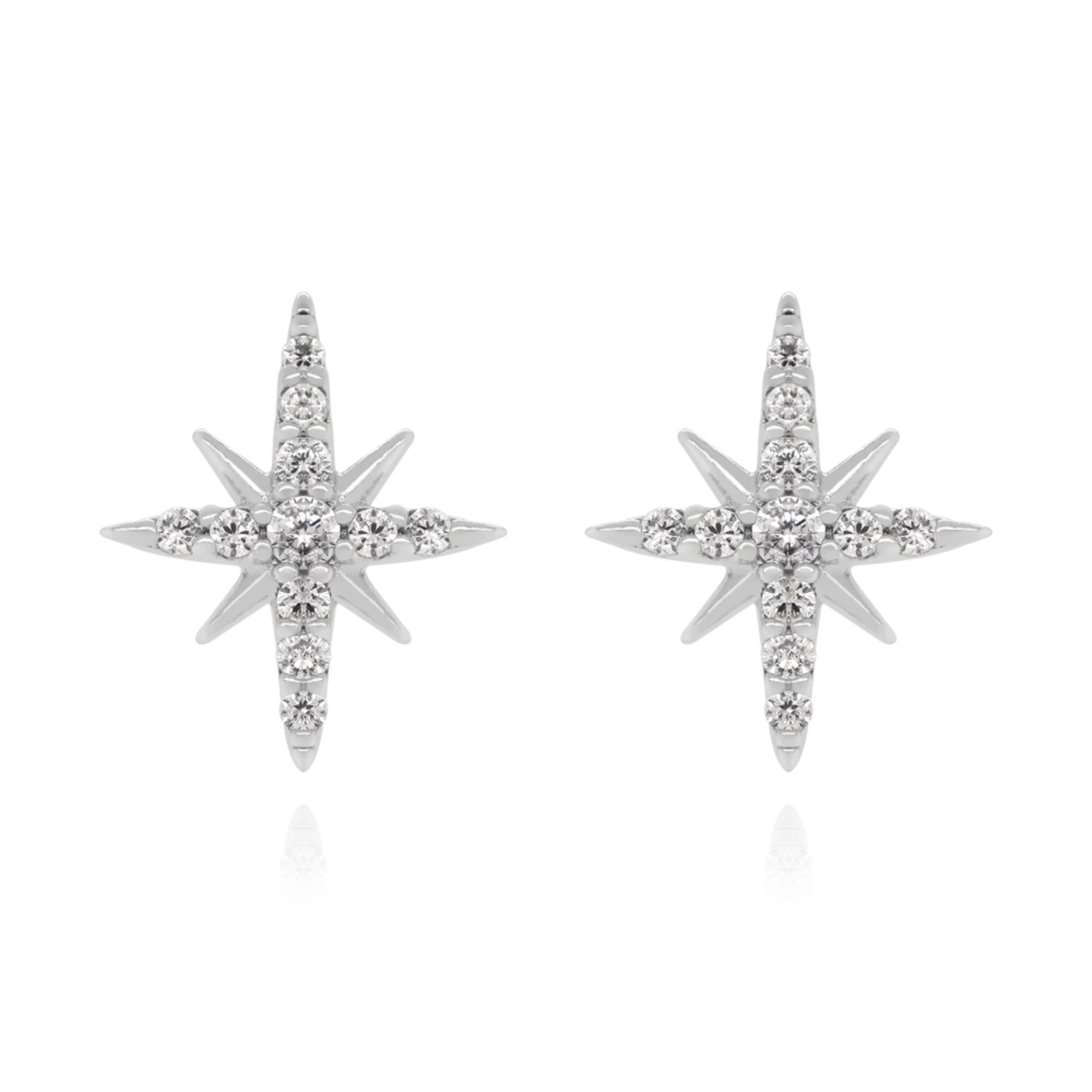 14k Gold Diamond Star Earring Cushionblue
