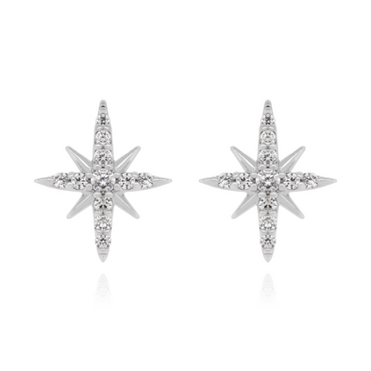 14k Gold Diamond Star Earring Cushionblue