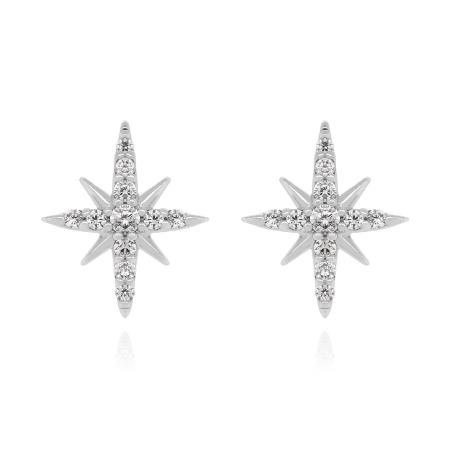 14k Gold Diamond Star Earring,Tiny Celestial North Stud,Cartilage North Star Piercing. Cushionblue