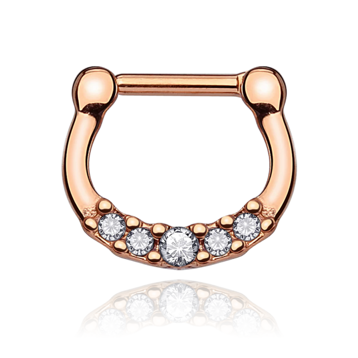 14K Gold Diamond Septum Nose Ring,Nose Hoop, Helix Piercing. Cushionblue