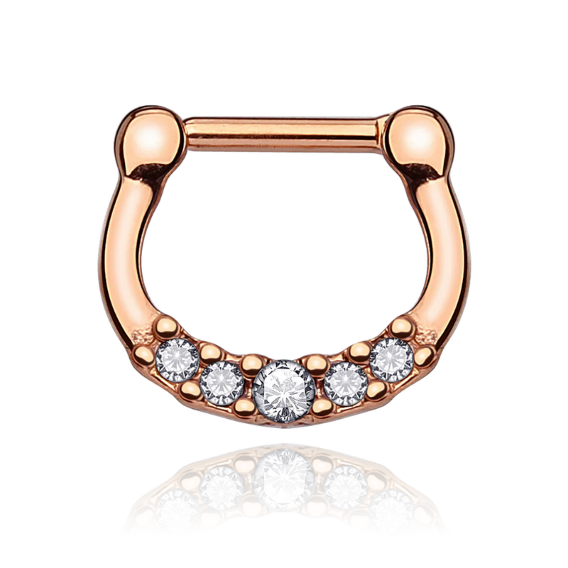 14K Gold Diamond Septum Nose Ring,Nose Hoop, Helix Piercing. Cushionblue