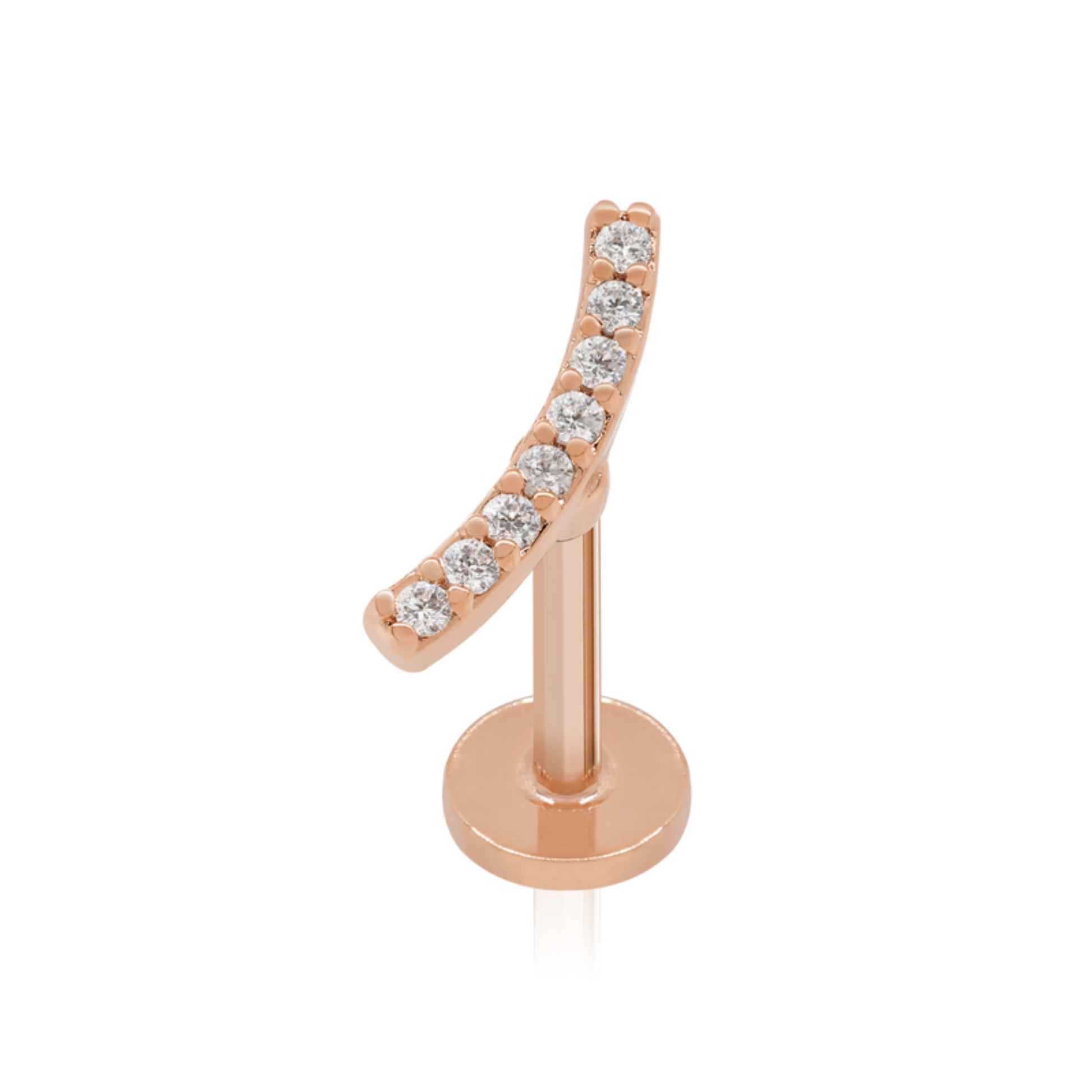 14K Solid Gold Curved Helix Earring Cushionblue