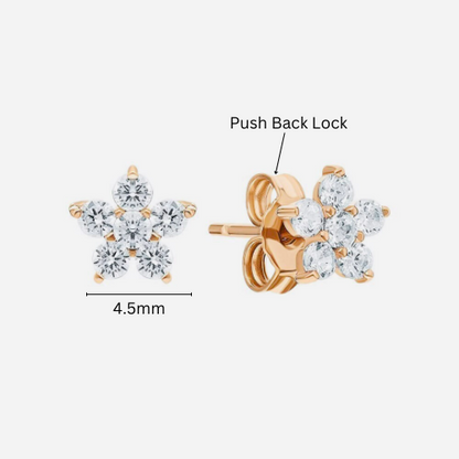 14K Solid Gold Flower Leaf Earring, Floral Cartilage Helix Piercing, Dainty Tree Branch. Cushionblue