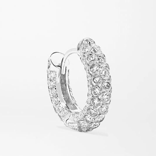 Hoop Earring Pave Diamond (1.94ct) Huggies Hoop Earring, Hip Hop Fashion Jewelry. Cushionblue