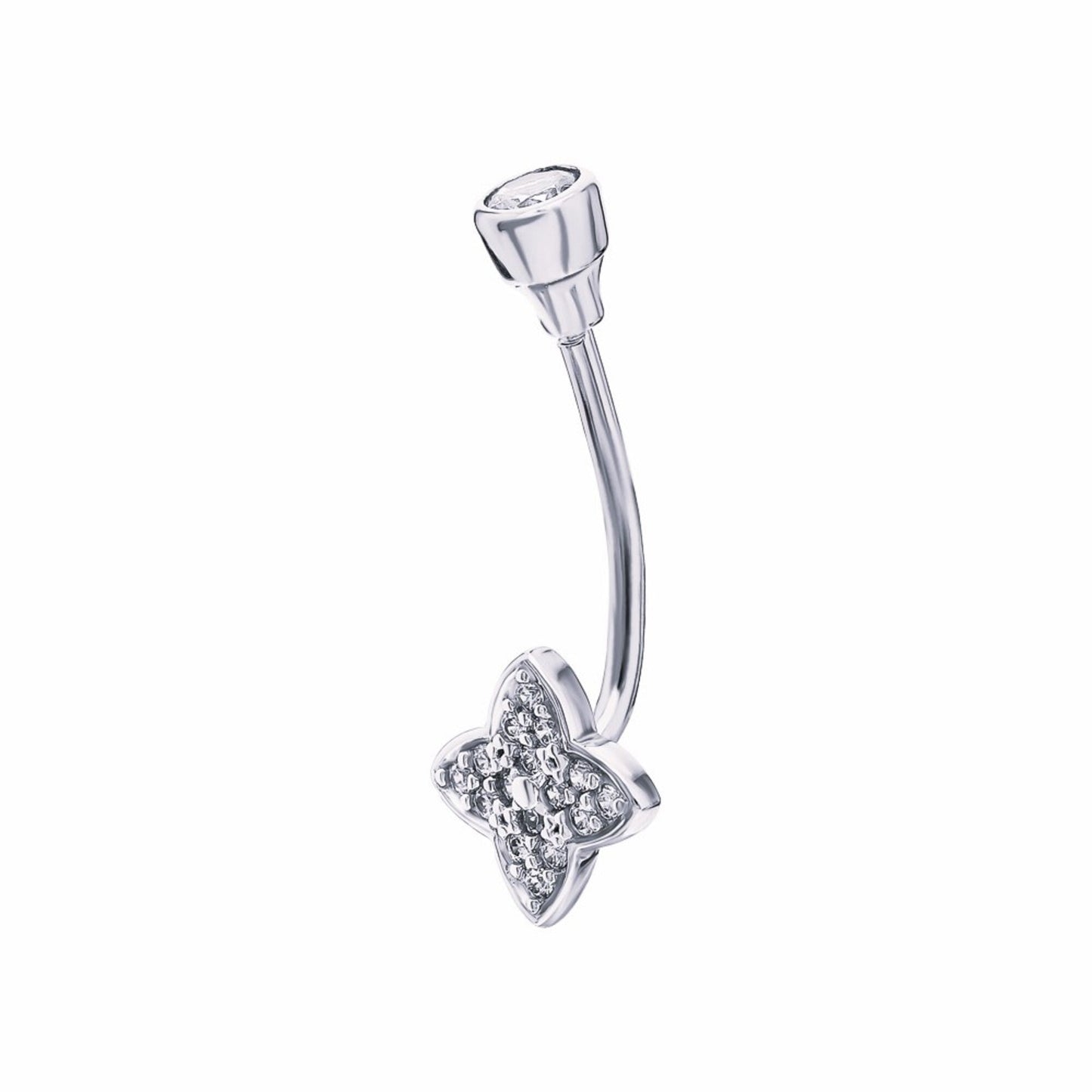 Four Clover Diamond Belly Button | Navel Piercing In 14k Gold | Belly Barbell |  Body Jewelry, Gift For Her   Navel Jewellery | Gift For Her. Cushionblue