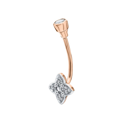 Four Clover Diamond Belly Button | Navel Piercing In 14k Gold | Belly Barbell |  Body Jewelry, Gift For Her   Navel Jewellery | Gift For Her. Cushionblue