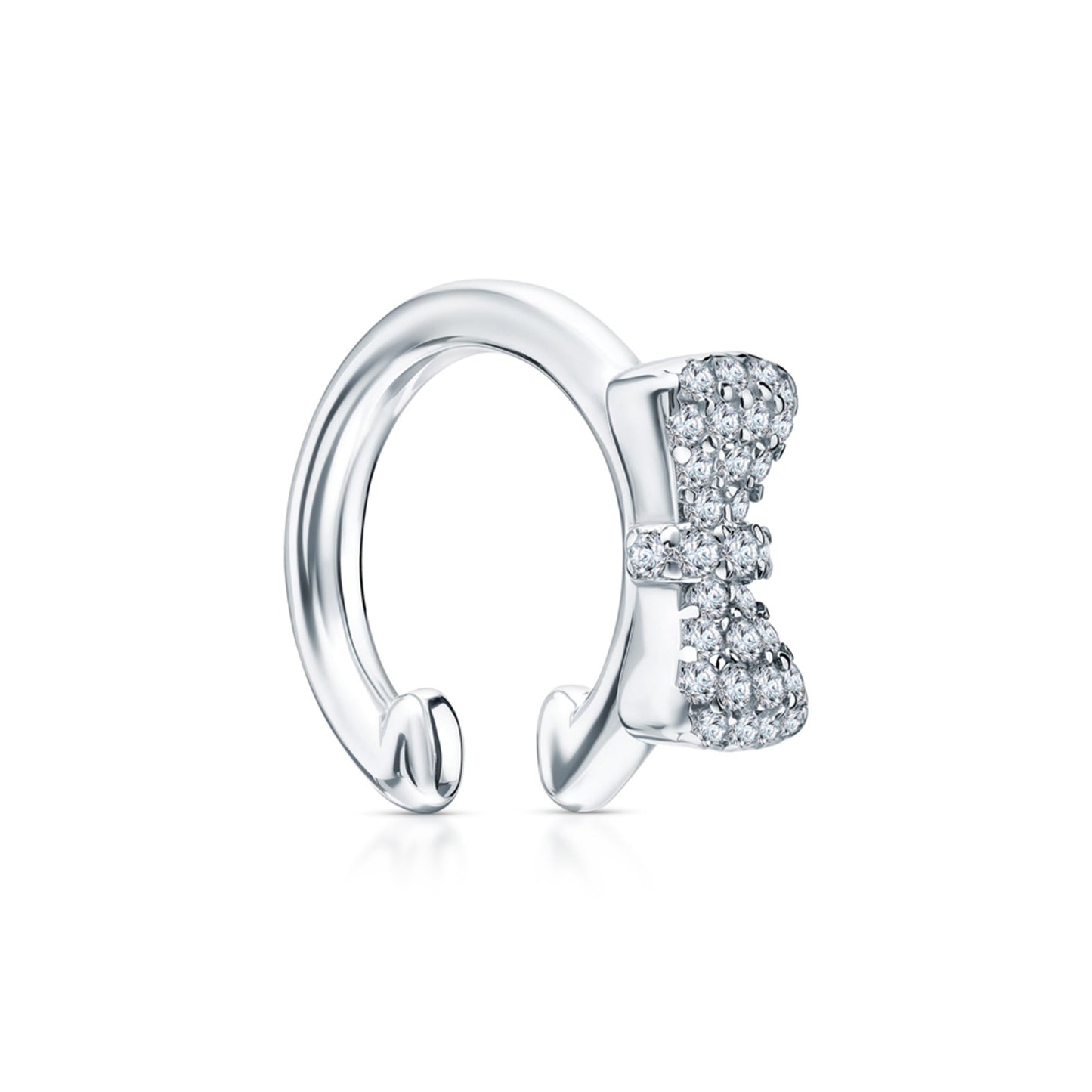 14k Gold Diamond (0.18ct) Ear cuff, Minimalist Double row Piercing for woman. Cushionblue