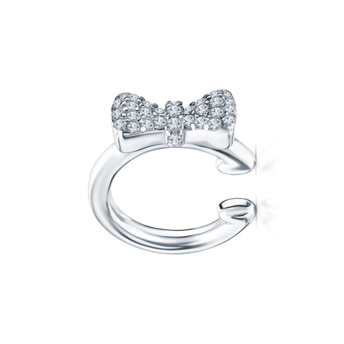 14k Gold Diamond (0.18ct) Ear cuff, Minimalist Double row Piercing for woman. Cushionblue