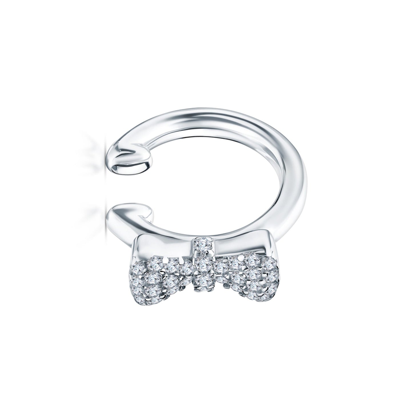 14k Gold Diamond (0.18ct) Ear cuff, Minimalist Double row Piercing for woman. Cushionblue