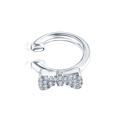 14k Gold Diamond (0.18ct) Ear cuff, Minimalist Double row Piercing for woman. Cushionblue