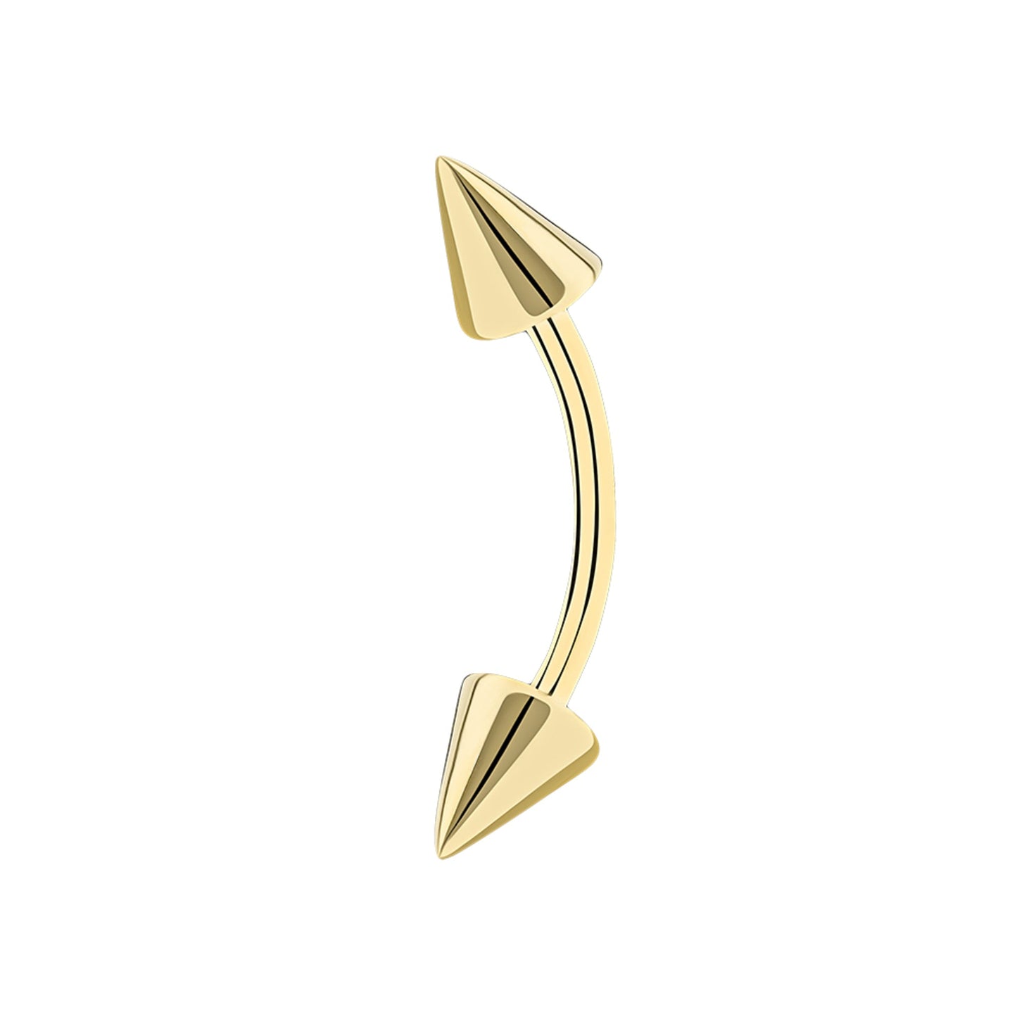 14k Solid Gold  Spike Eyebrow Piercing. 16g  Curved barbell, Cartilage Earring. Cushionblue