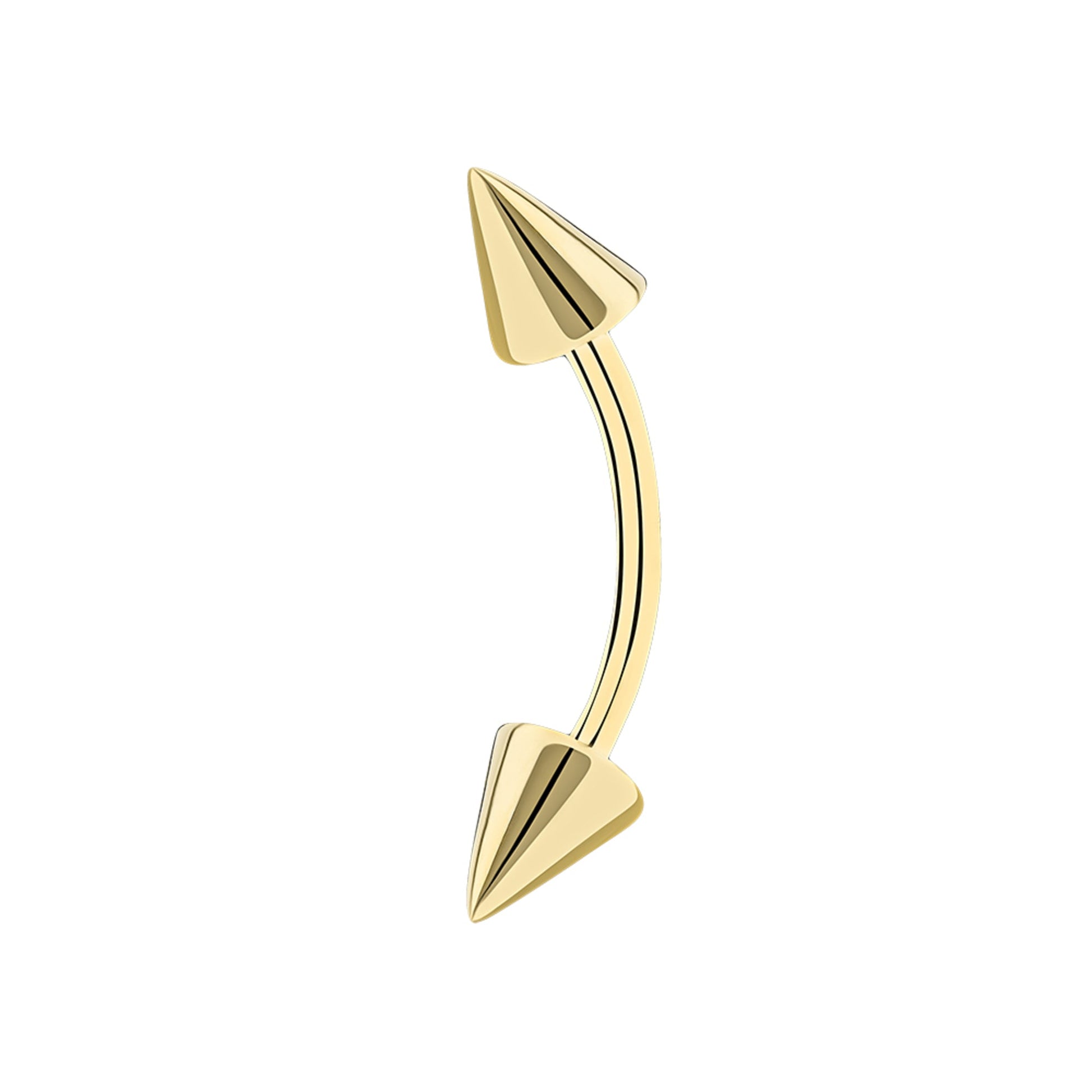 14k Solid Gold  Spike Eyebrow Piercing. 16g  Curved barbell, Cartilage Earring. Cushionblue