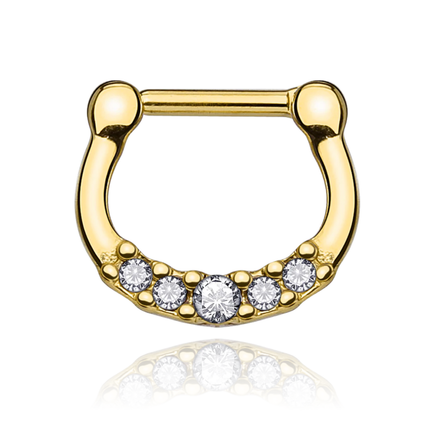 14K Gold Diamond Septum Nose Ring,Nose Hoop, Helix Piercing. Cushionblue