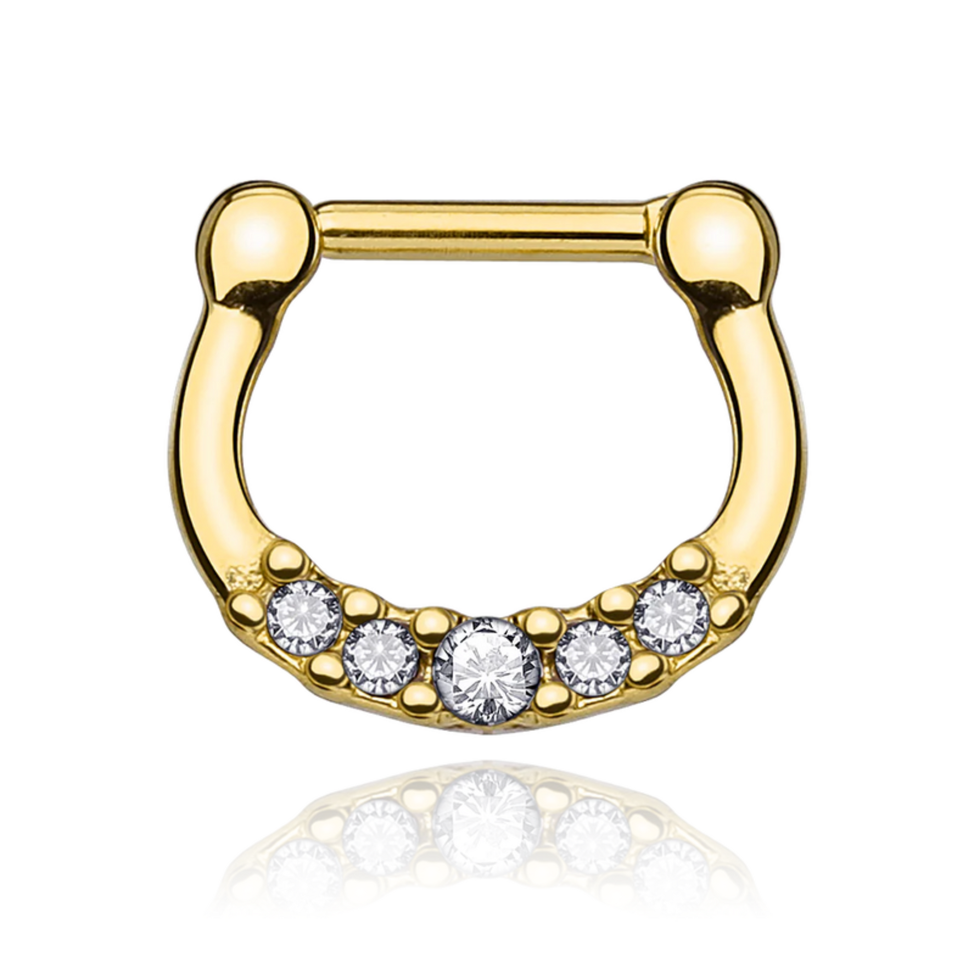 14K Gold Diamond Septum Nose Ring,Nose Hoop, Helix Piercing. Cushionblue