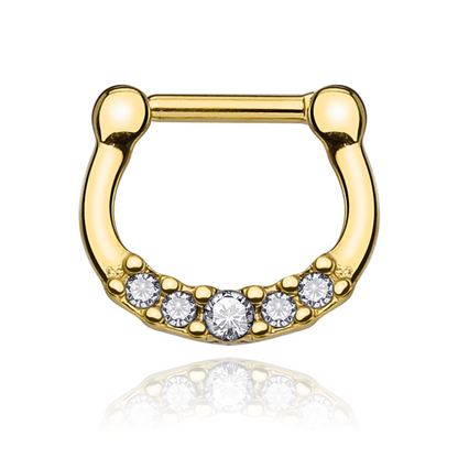 14K Gold Diamond Septum Nose Ring,Nose Hoop, Helix Piercing. Cushionblue