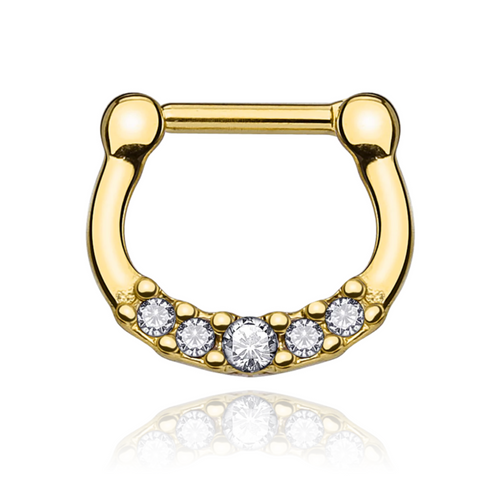 14K Gold Diamond Septum Nose Ring,Nose Hoop, Helix Piercing. Cushionblue