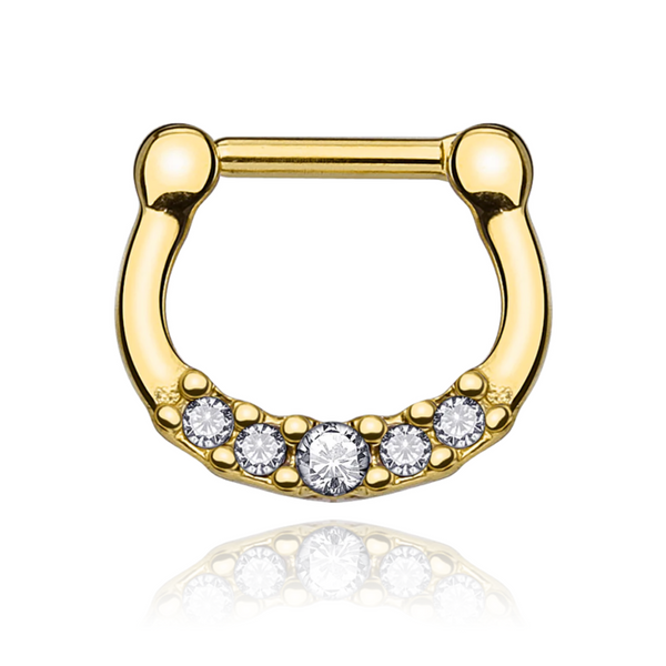 14K Gold Diamond Septum Nose Ring,Nose Hoop, Helix Piercing. Cushionblue