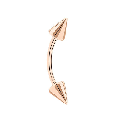 14k Solid Gold  Spike Eyebrow Piercing. 16g  Curved barbell, Cartilage Earring. Cushionblue