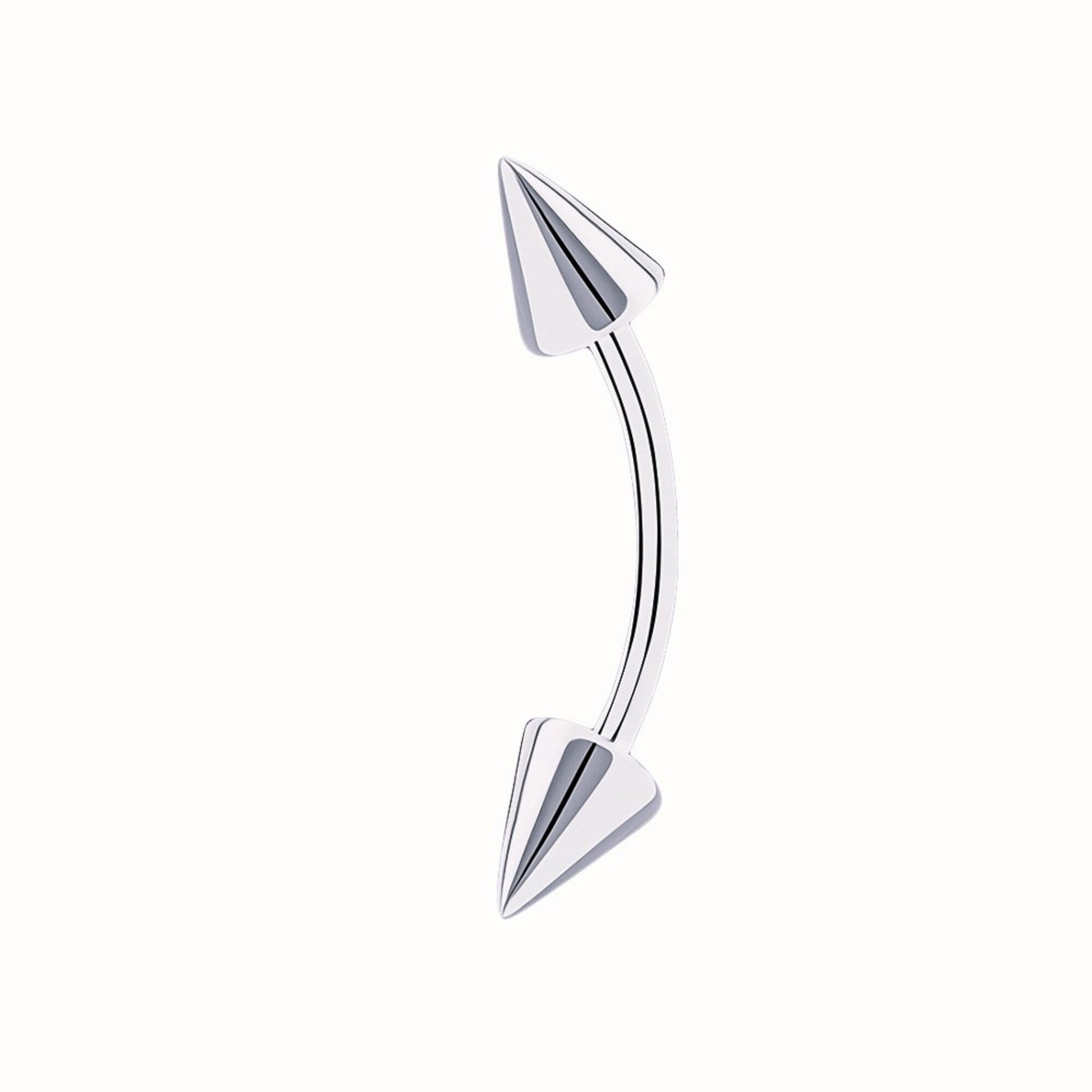 14k Solid Gold  Spike Eyebrow Piercing. 16g  Curved barbell, Cartilage Earring. Cushionblue