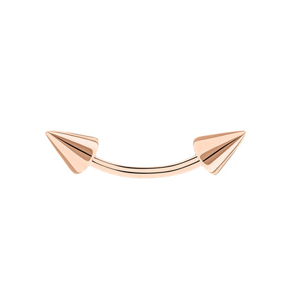 14k Solid Gold  Spike Eyebrow Piercing. 16g  Curved barbell, Cartilage Earring. Cushionblue