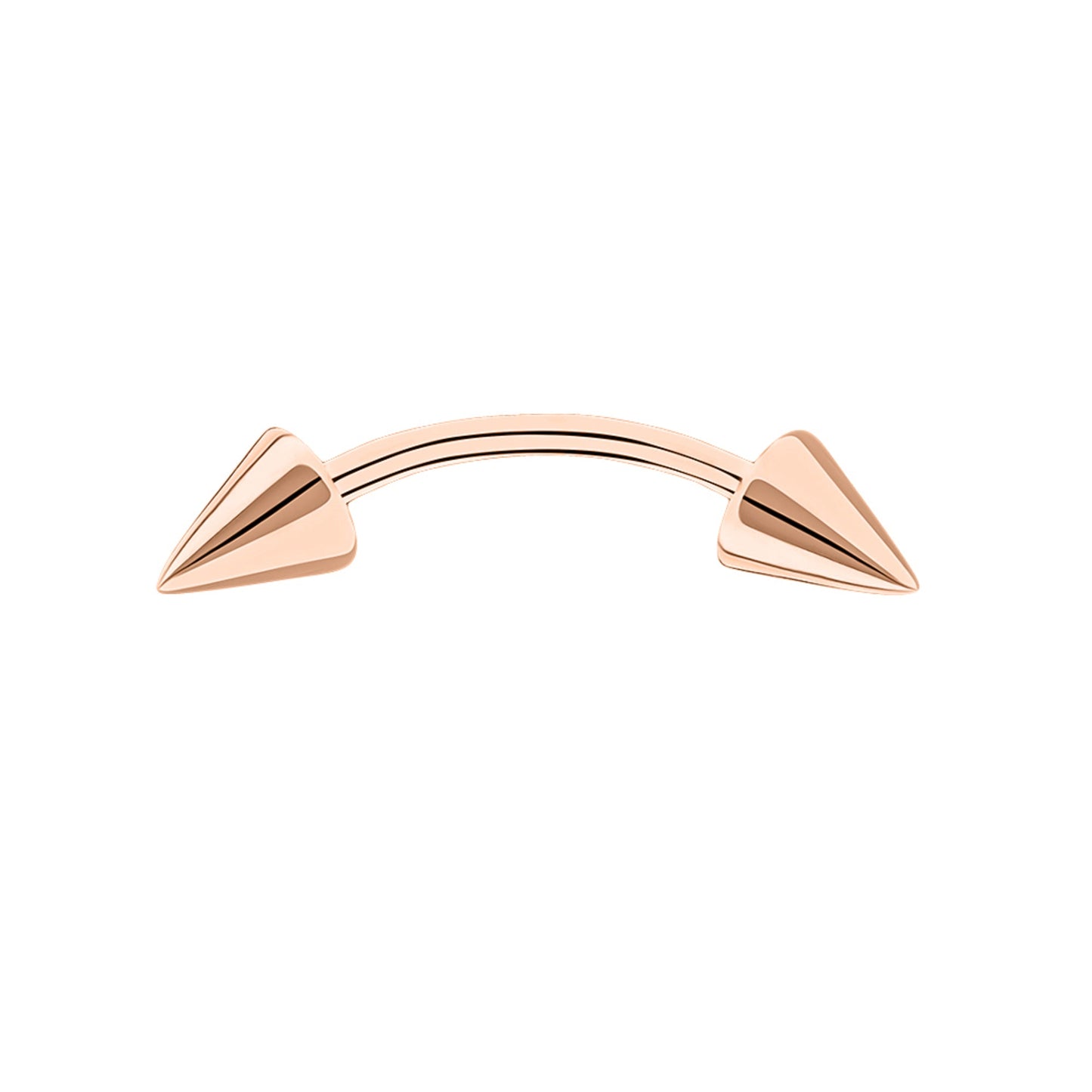 14k Solid Gold  Spike Eyebrow Piercing. 16g  Curved barbell, Cartilage Earring. Cushionblue