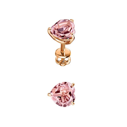 14K Rose Gold 1.50ct Heart shape Morganite Earrings, Pink Gemstone Earrings. Cushionblue