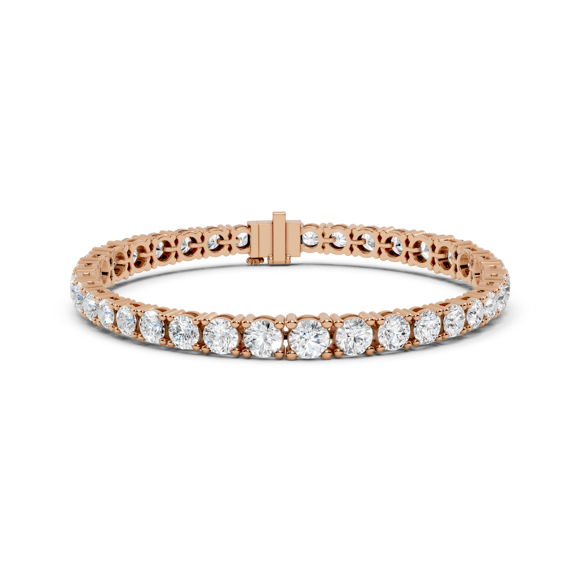 Rose Gold Emerald Cut Diamond Tennis Bracelet for Women