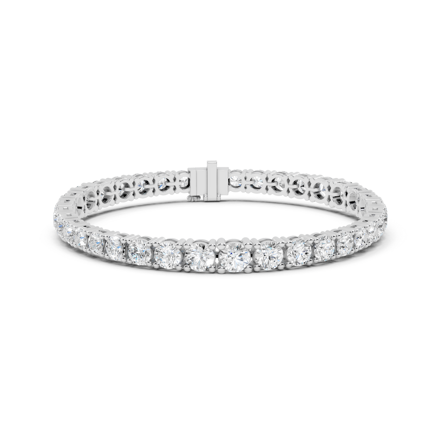 White Gold Emerald Cut Diamond Tennis Bracelet for Women