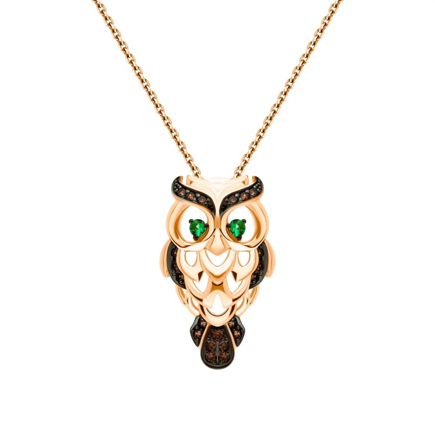14k Rose Gold Lucky Owl Pendant Cushionblue