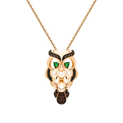 14k Rose Gold Lucky Owl Pendant Cushionblue