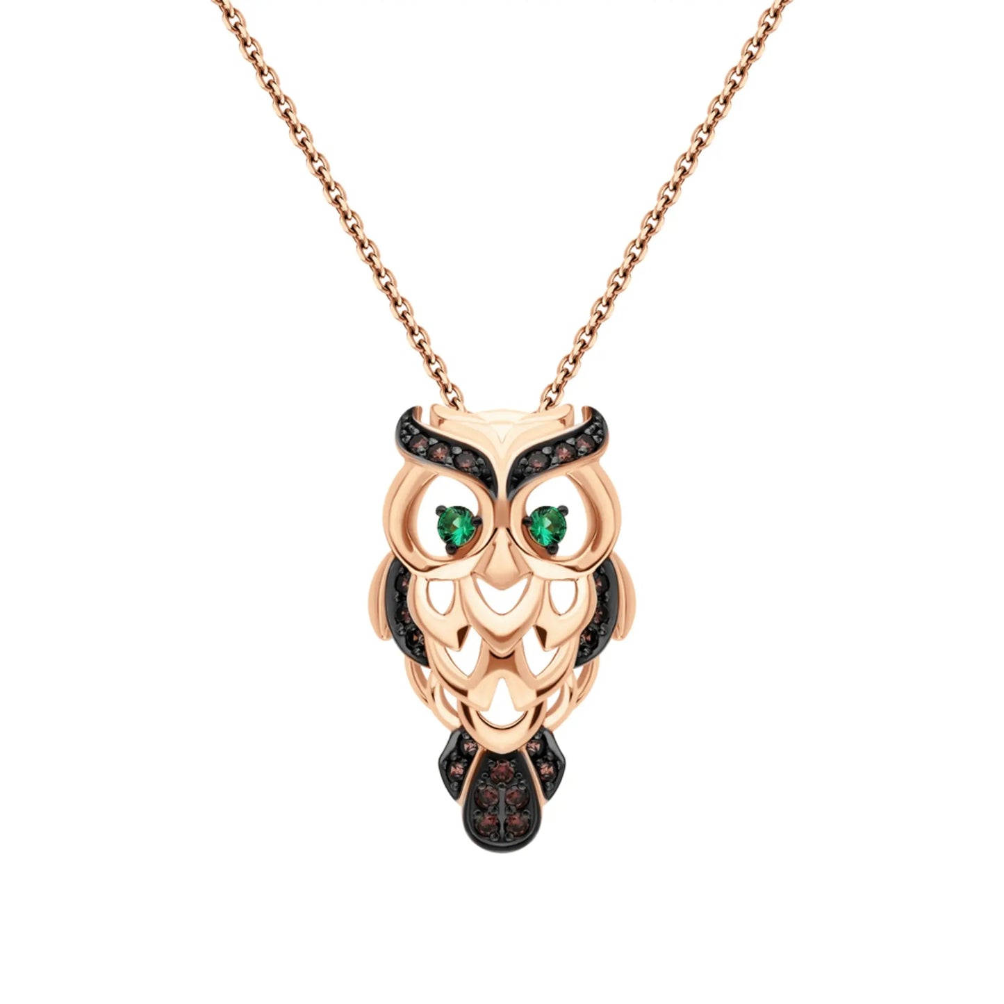 14k Rose Gold Lucky Owl Pendant Cushionblue