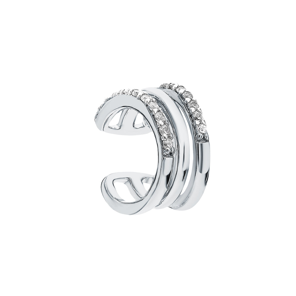 14K Gold Diamond (0.12ct) Ear Cuff Triple Conch Wrap. Cushionblue