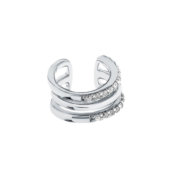 14K Gold Diamond (0.12ct) Ear Cuff Triple Conch Wrap. Cushionblue
